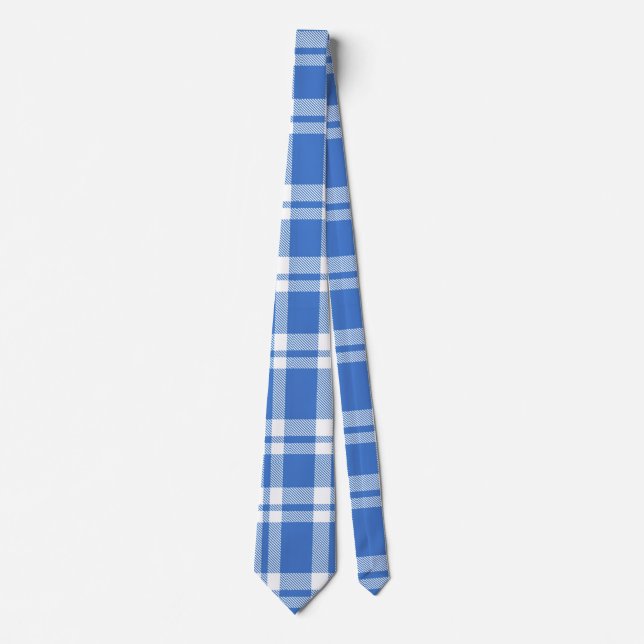 Corbata Cute Retro Blue Gingham Plaid Pattern (Anverso)