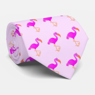 Corbata Cute Rosa Flamingos Corazón De Cuello Estar Feliz