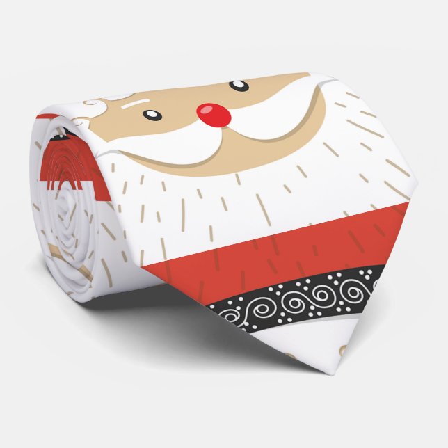 Corbata Cute Santa Claus Face Navidades Corazón (Enrollado)