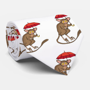 Corbata Cute Tarsier con ilustracion personalizado paragua