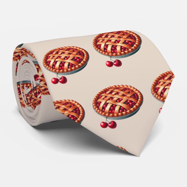 Corbata Cute tiled cherry pie pattern (Enrollado)