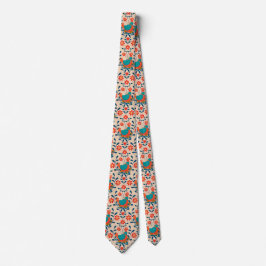 Corbata Cute Vibrant Angry Chicken Pattern