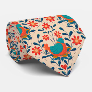 Corbata Cute Vibrant Angry Chicken Pattern