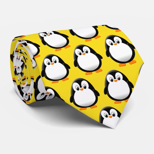 Corbata Cuto pingüino Personalizado dorado amarillo (Enrollado)
