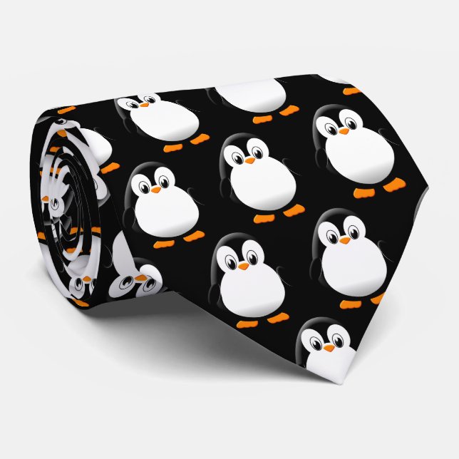 Corbata Cuto pingüino Personalizado luz negro (Enrollado)