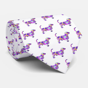 Corbata Dachshund Daxie Silhouette Cuello Blanco Púrpura