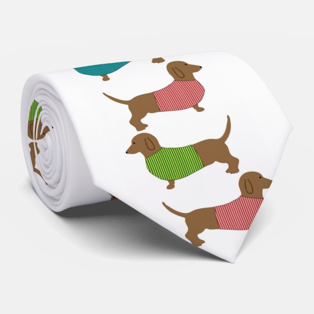 Corbata Dachshund Dog In Sweater Pattern Fun (Enrollado)