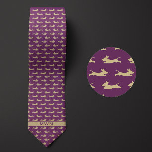 Corbata Dachshund en marcha púrpura y dorada