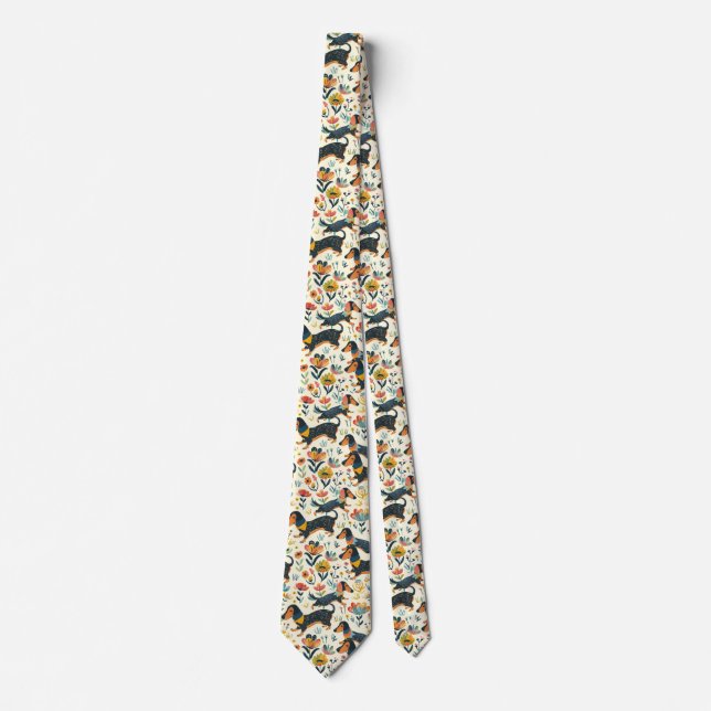 Corbata Dachshund Floral (Anverso)