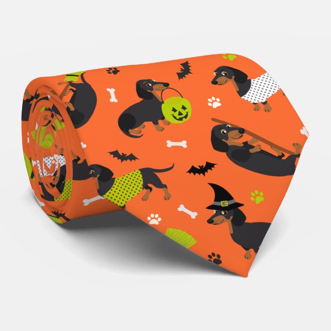 Corbata Dachshund Halloween Necesario (Enrollado)
