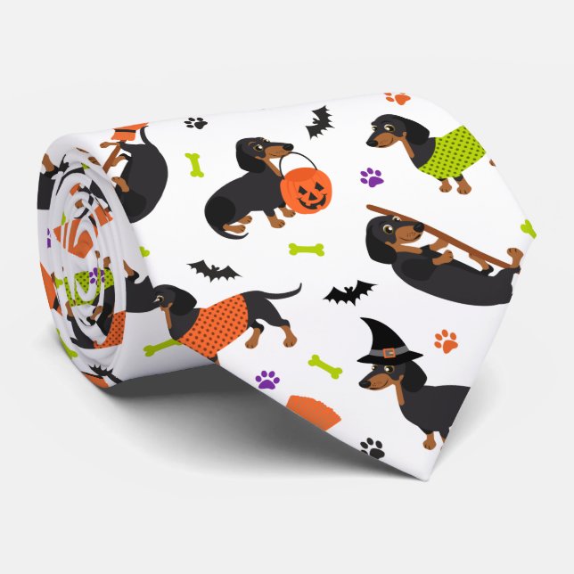 Corbata Dachshund Halloween Necesario (Enrollado)