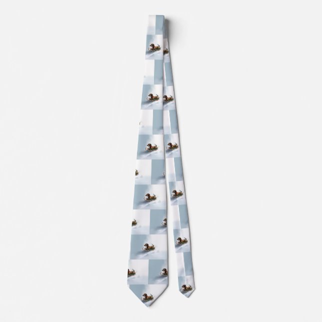 Corbata Dachshund Navidad nieve invierno (Anverso)