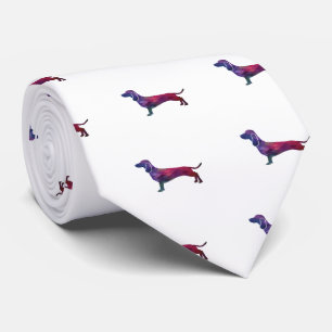 Corbata Dachshund Perro Raza Geo Silhouette Purple