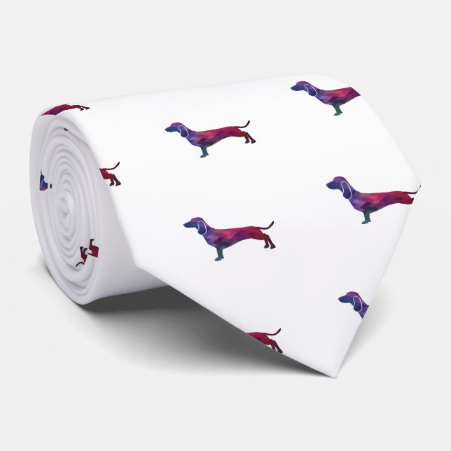 Corbata Dachshund Perro Raza Geo Silhouette Purple (Enrollado)