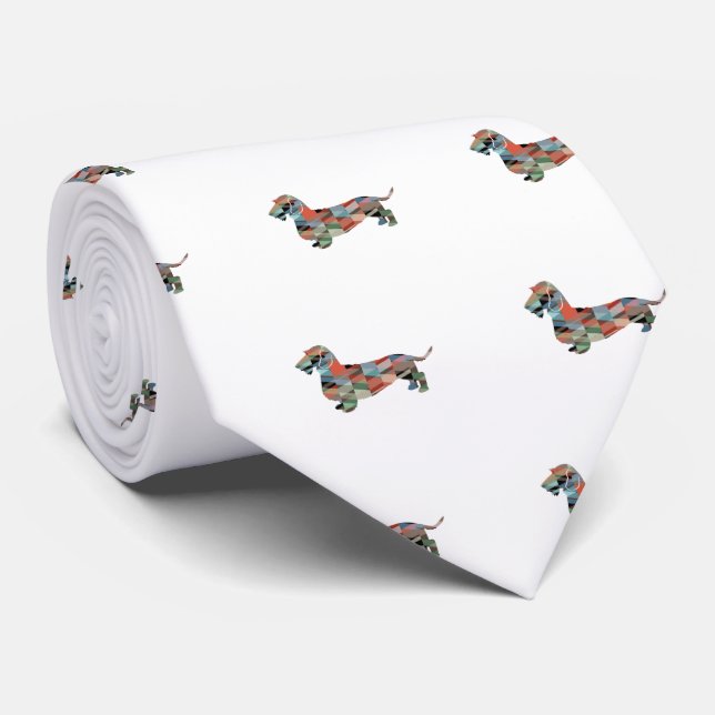 Corbata Dachshund Rough Coated Geo Silhouette Placa (Enrollado)