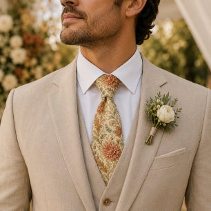 Corbata Dahlia de Otoño Vintage y Floral de Acanto