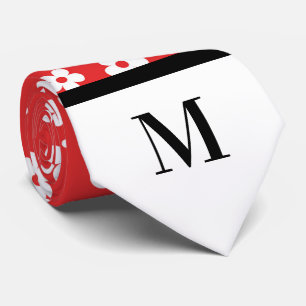 Corbata Daisies blancos y rojos Necktie monogramada