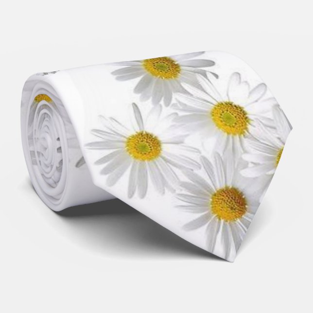 Corbata Daisy blanco del diseñador masculino (Enrollado)