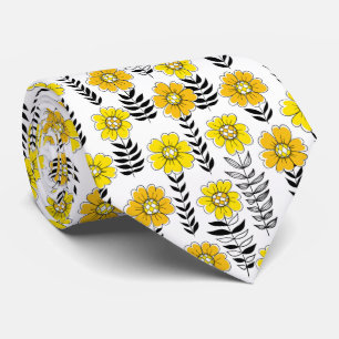 Corbata Daisy doodles en amarillo y negro