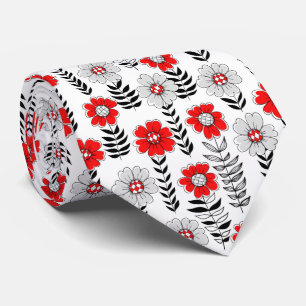 Corbata Daisy doodles en rojo y negro