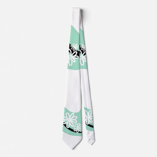 Corbata Daisy Groove en Verde Menta, Negro y Blanco (Anverso)