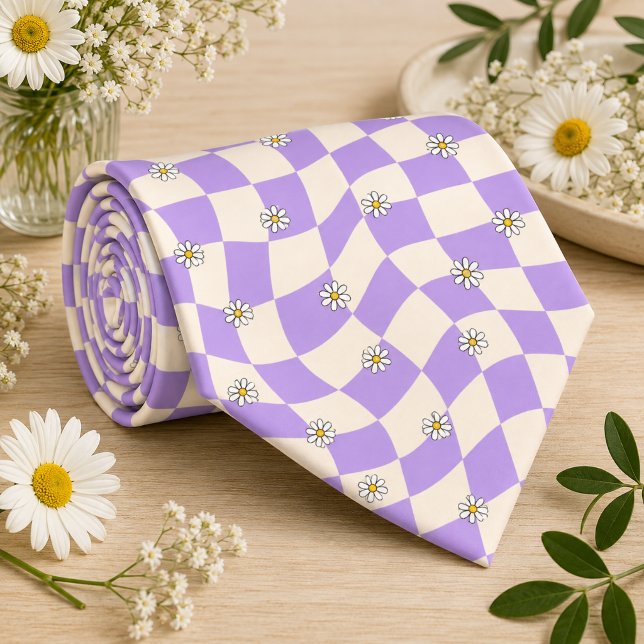 Corbata Daisy Groovy Retro Cuadros, Y2K 90s (Subido por el creador)