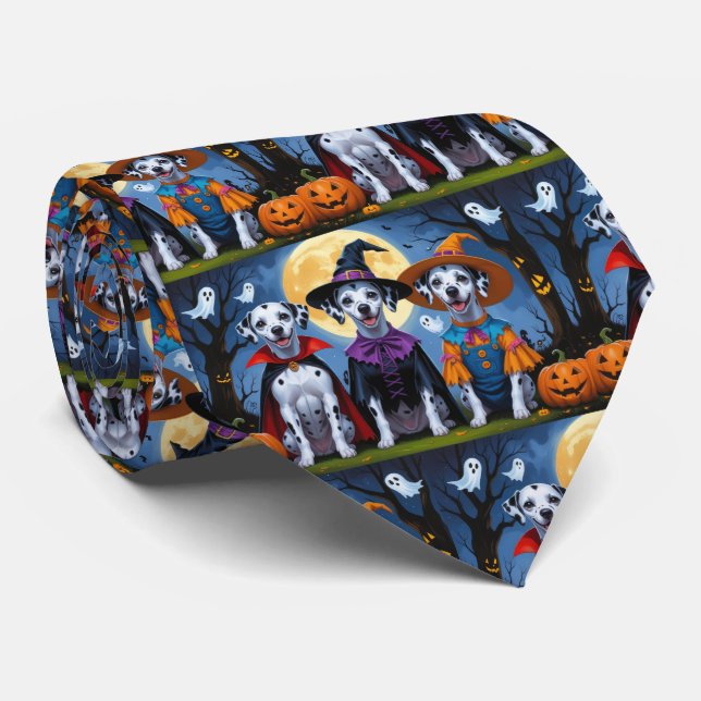 Corbata Dalmatia Perro Calabaza Halloween Gracioso (Enrollado)