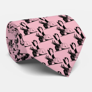 Corbata Dama Vintage Art Deco con Perlas Negro Transp