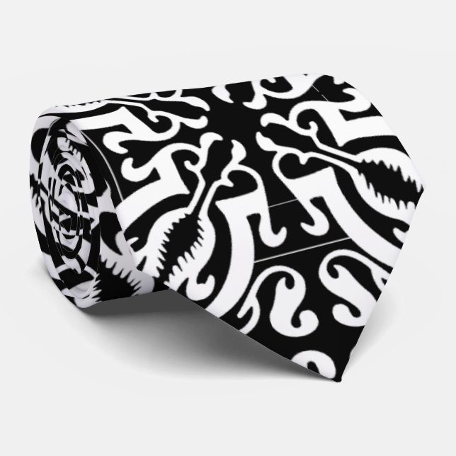 Corbata Damasco 1 (blanco y negro) (Enrollado)
