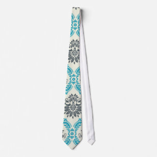 Corbata damasco azul gris y crema elegante