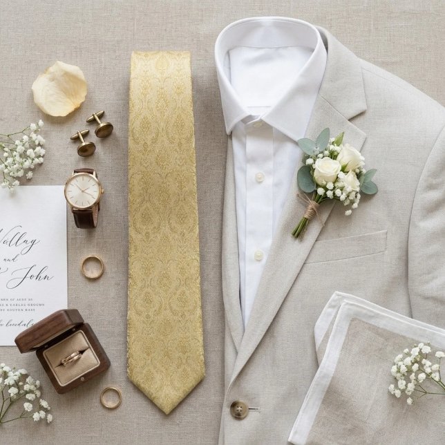 Corbata Damasco Barroco de Marfil Dorado (Subido por el creador)