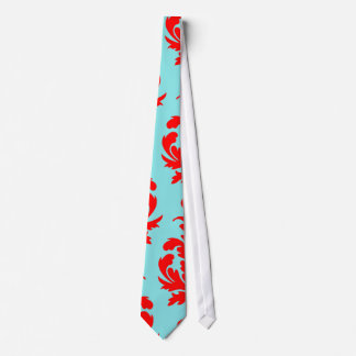 Corbata damasco formal rojo y aqua