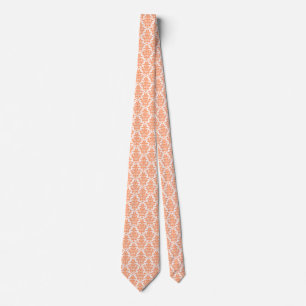 Corbata Damasco - Peach on White