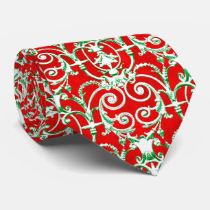 Corbata Damasco rojo blanco y verde