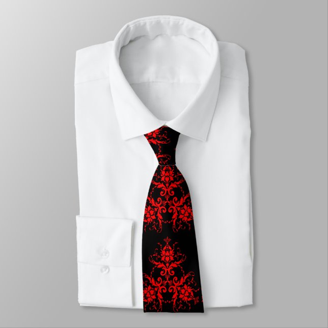 Corbata Damasco Rojo Romántico y Elegante (Atado)