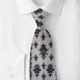 Corbata Damasco ventilado negro y gris