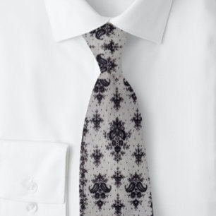 Corbata Damasco ventilado negro y gris