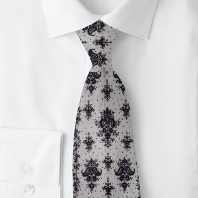 Corbata Damasco ventilado negro y gris (Subido por el creador)