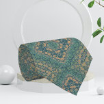 Corbata Damasco Verde azulado Y Beige De La Antigüedad<br><div class="desc">Diseño único de corbata de cuello con un diseño de damasco de aspecto angustioso en tonos verde azulados y beige.</div>