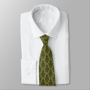 Corbata Damasco - Verde turbio en caqui