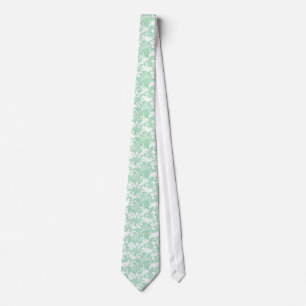 Corbata Damascos florales de color verde-mint pastel