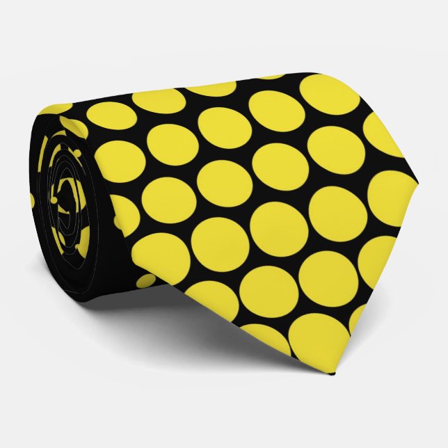 Corbata Dandelion Techno puntos negro moderno (Enrollado)