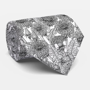 Corbata Dandelions, negro y blanco