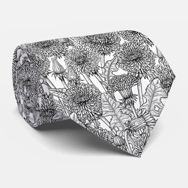 Corbata Dandelions, negro y blanco (Enrollado)