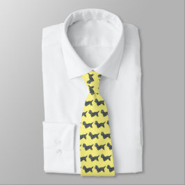 Corbata Dandie Dinmont Dog Silhouette Grid Cuello Amarillo