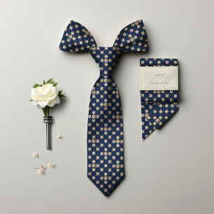 Corbata Dapper Daisies y puntos dorados vintage para hombr