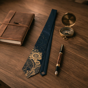 Corbata Dark Academia Vintage Celestial Estrella Azul Medi