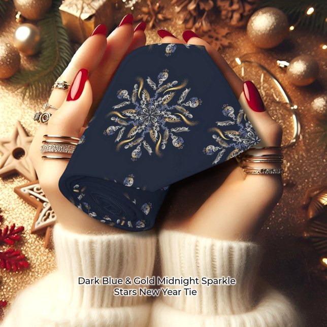 Corbata Dark Blue & Gold Midnight Sparkle Stars New Year  (Subido por el creador)