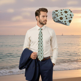 Corbata Dark Brown Micro Floral Sage Green Tie