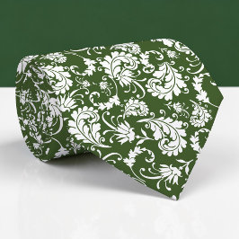 Corbata Dark Green Floral Pattern Custom Necktie